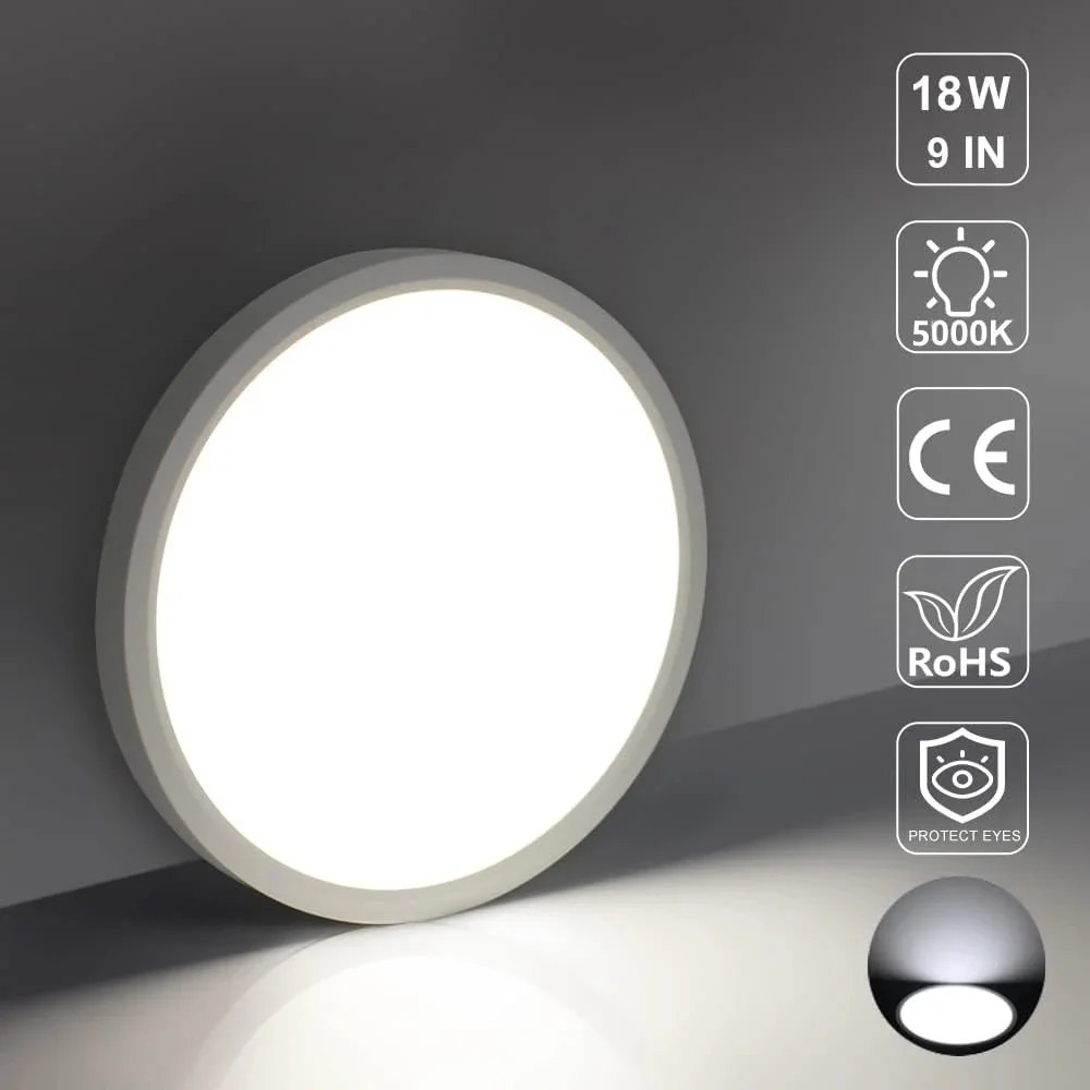 9 Inch Round LED Ceiling Light – 18W – White – 3000K / 4500K / 5000K / 6500K – Flush Mount Ceiling Light – Local Stock (US/UK/DE) - Image 8