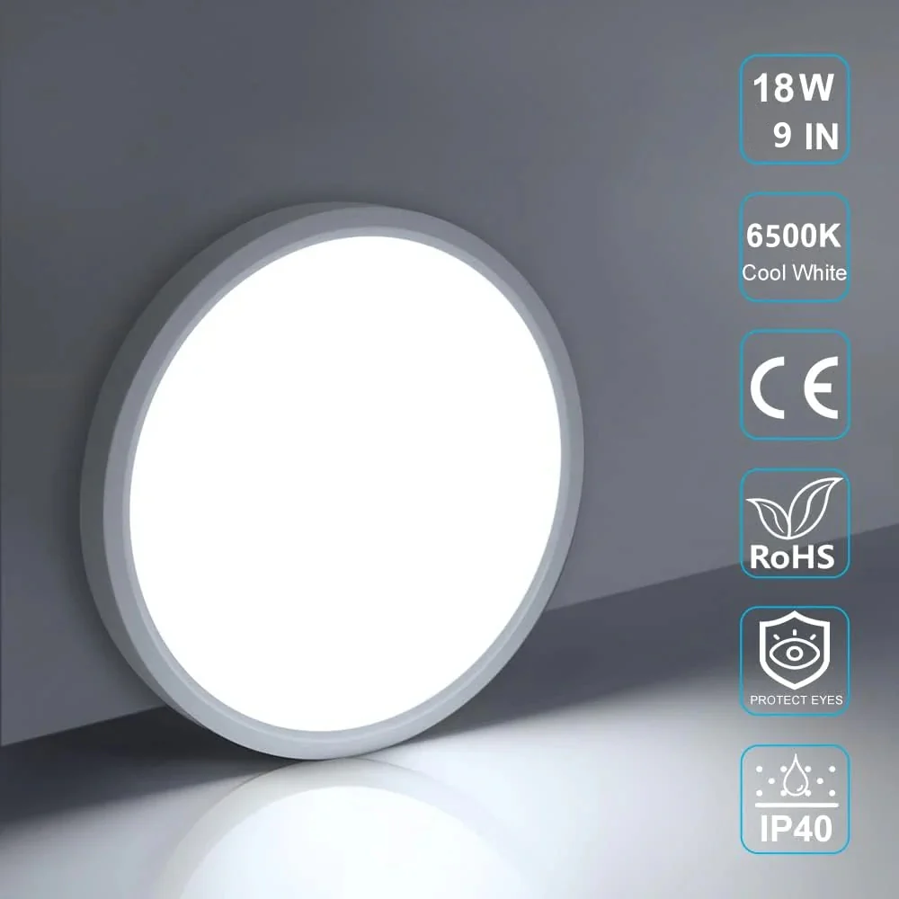 9 Inch Round LED Ceiling Light – 18W – White – 3000K / 4500K / 5000K / 6500K – Flush Mount Ceiling Light – Local Stock (US/UK/DE) - Image 9