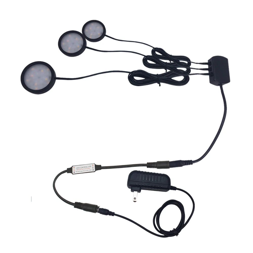 A-Series 3 Pack (3*2W) Dimmable CRI 90 Ultra Thin LED Under Cabinet Puck Lights With Dimmer & Power Adapter, All Accessories Included - Image 2