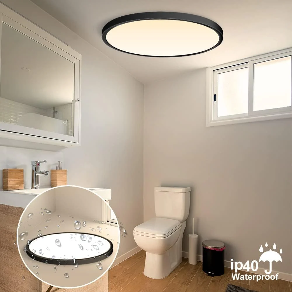 AC 110–130V Round LED Ceiling Light – Black – 18W / 24W / 32W Options – 3000K / 4500K / 5000K / 6500K – Flush Mount Ceiling Light – Local Stock (US) - Image 3