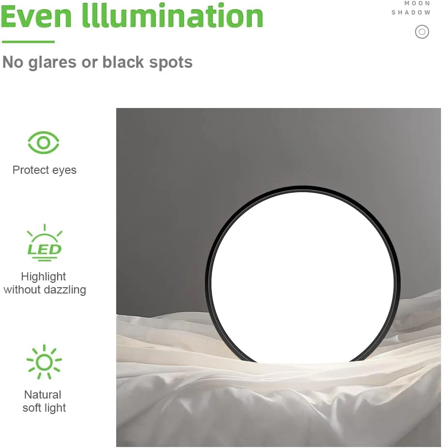 AC 110–130V Round LED Ceiling Light – Black – 18W / 24W / 32W Options – 3000K / 4500K / 5000K / 6500K – Flush Mount Ceiling Light – Local Stock (US) - Image 7