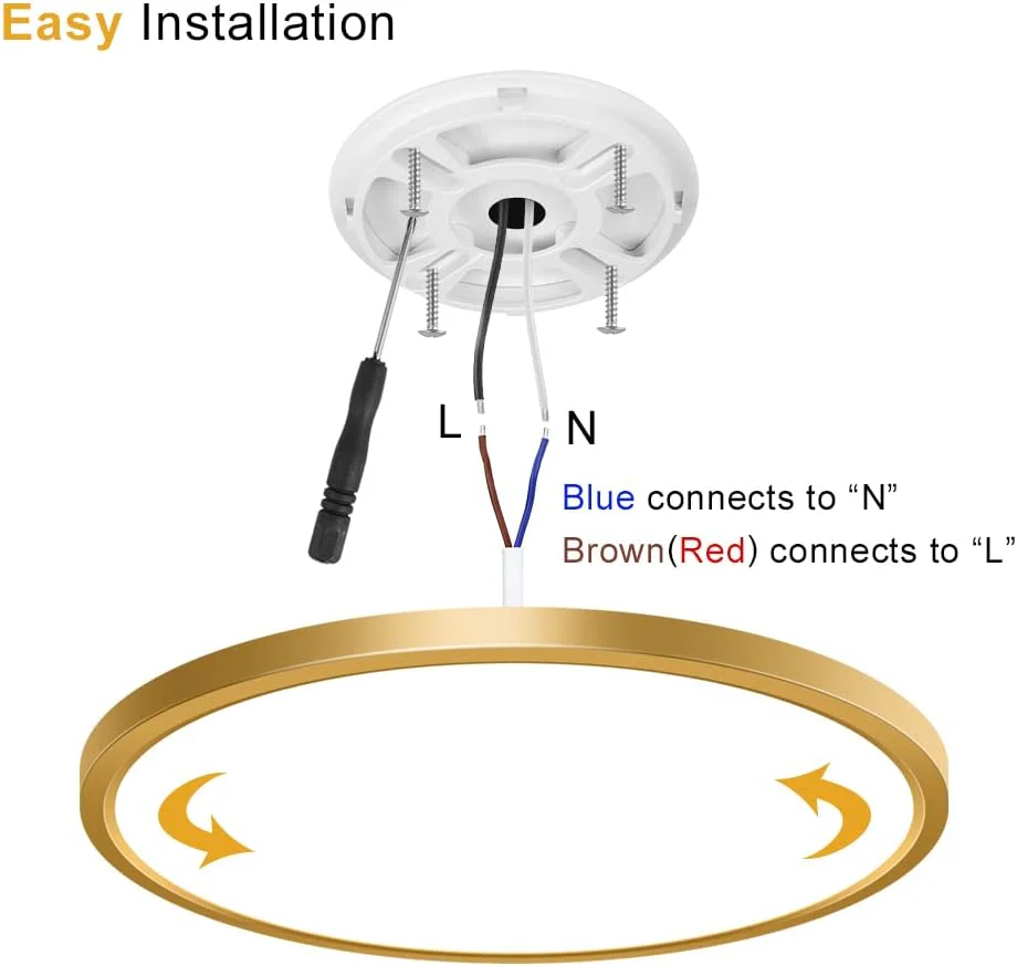 AC 110–130V Round LED Ceiling Light – Gold – 18W / 24W / 32W Options – 3000K / 4500K / 5000K / 6500K – Flush Mount Ceiling Light – Local Stock (US) - Image 3