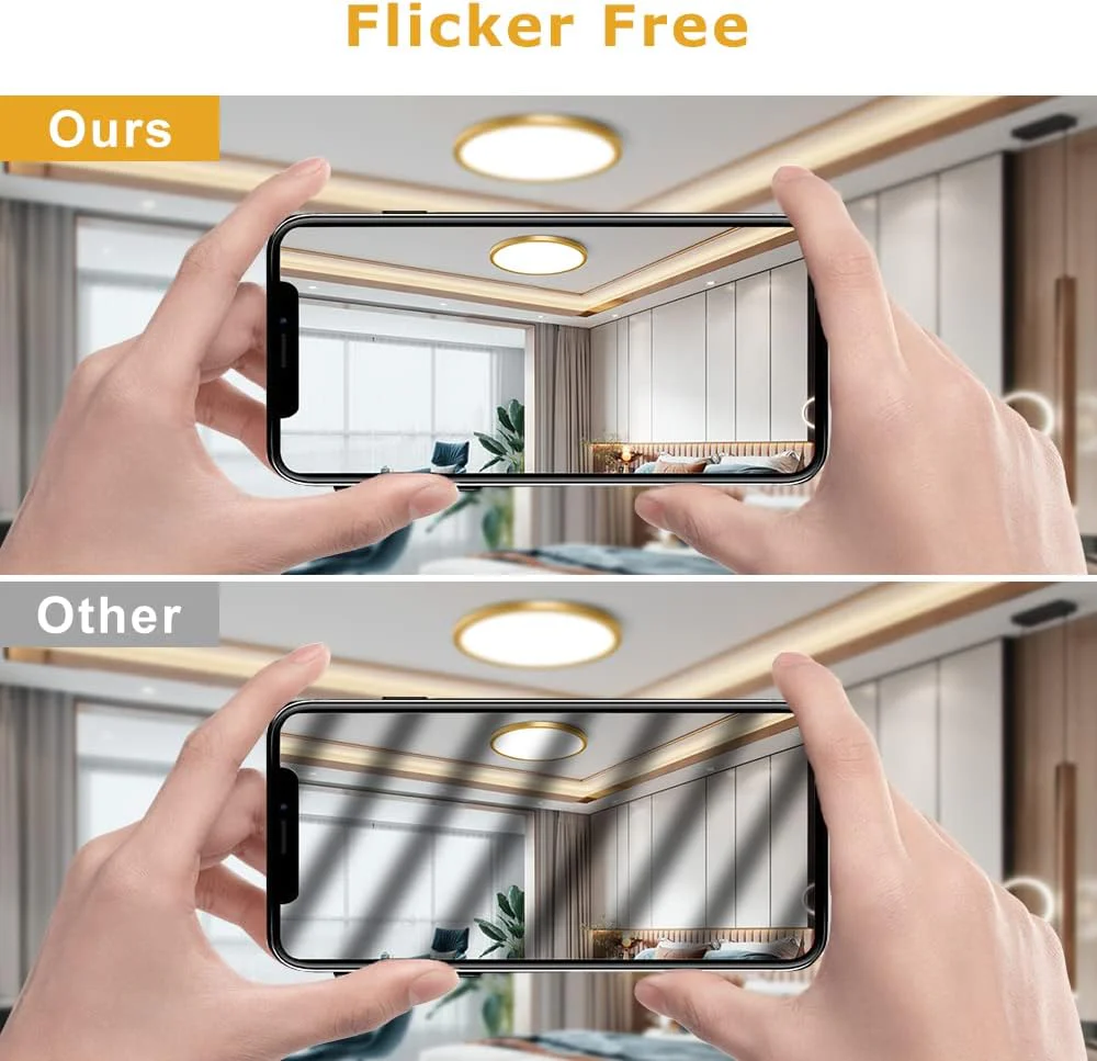 AC 110–130V Round LED Ceiling Light – Gold – 18W / 24W / 32W Options – 3000K / 4500K / 5000K / 6500K – Flush Mount Ceiling Light – Local Stock (US) - Image 7