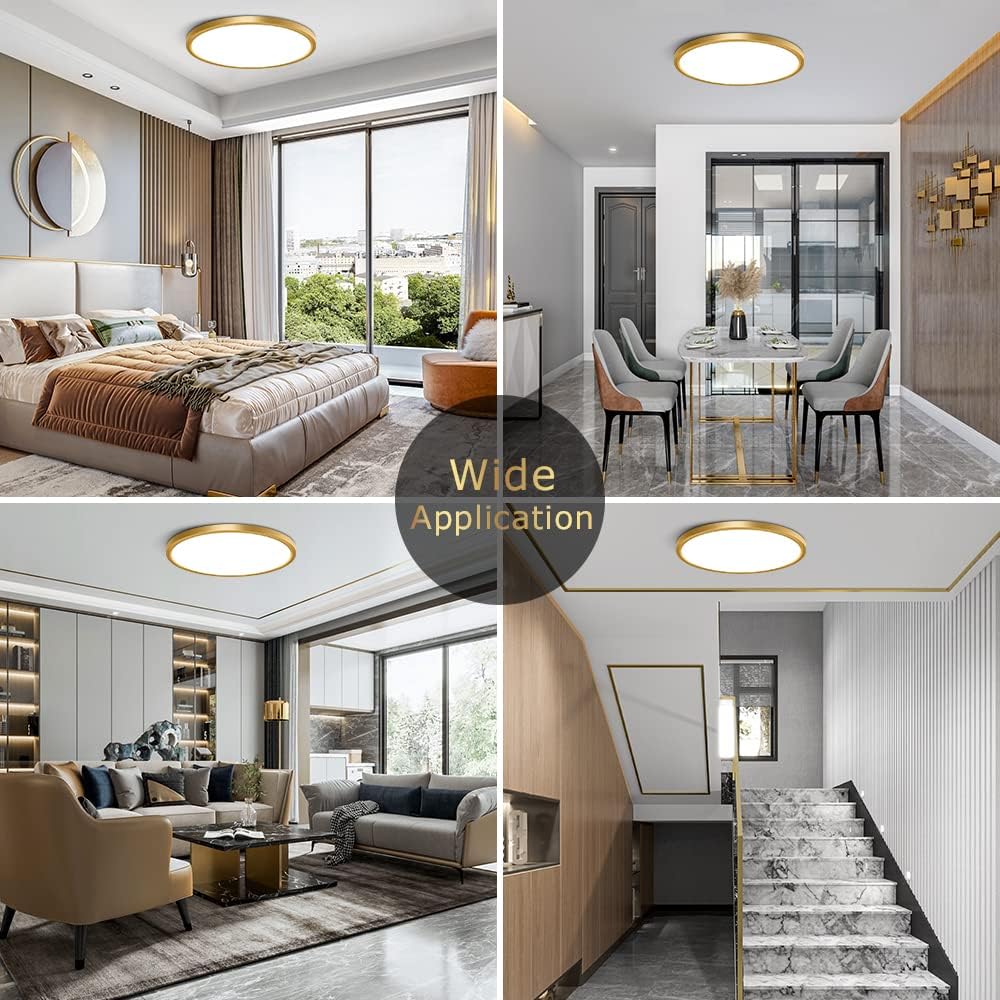 AC 110–130V Round LED Ceiling Light – Gold – 18W / 24W / 32W Options – 3000K / 4500K / 5000K / 6500K – Flush Mount Ceiling Light – Local Stock (US) - Image 9