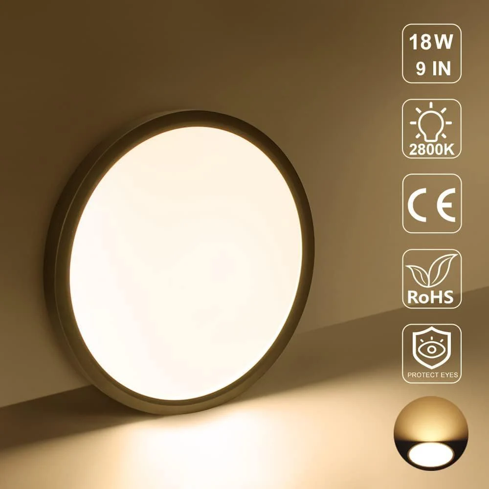 AC 220–240V Round LED Ceiling Light – Black – 12W / 18W / 24W / 32W Options – 3000K / 4500K / 5000K / 6500K – Flush Mount Ceiling Light – Local Stock (UK/DE) - Image 14
