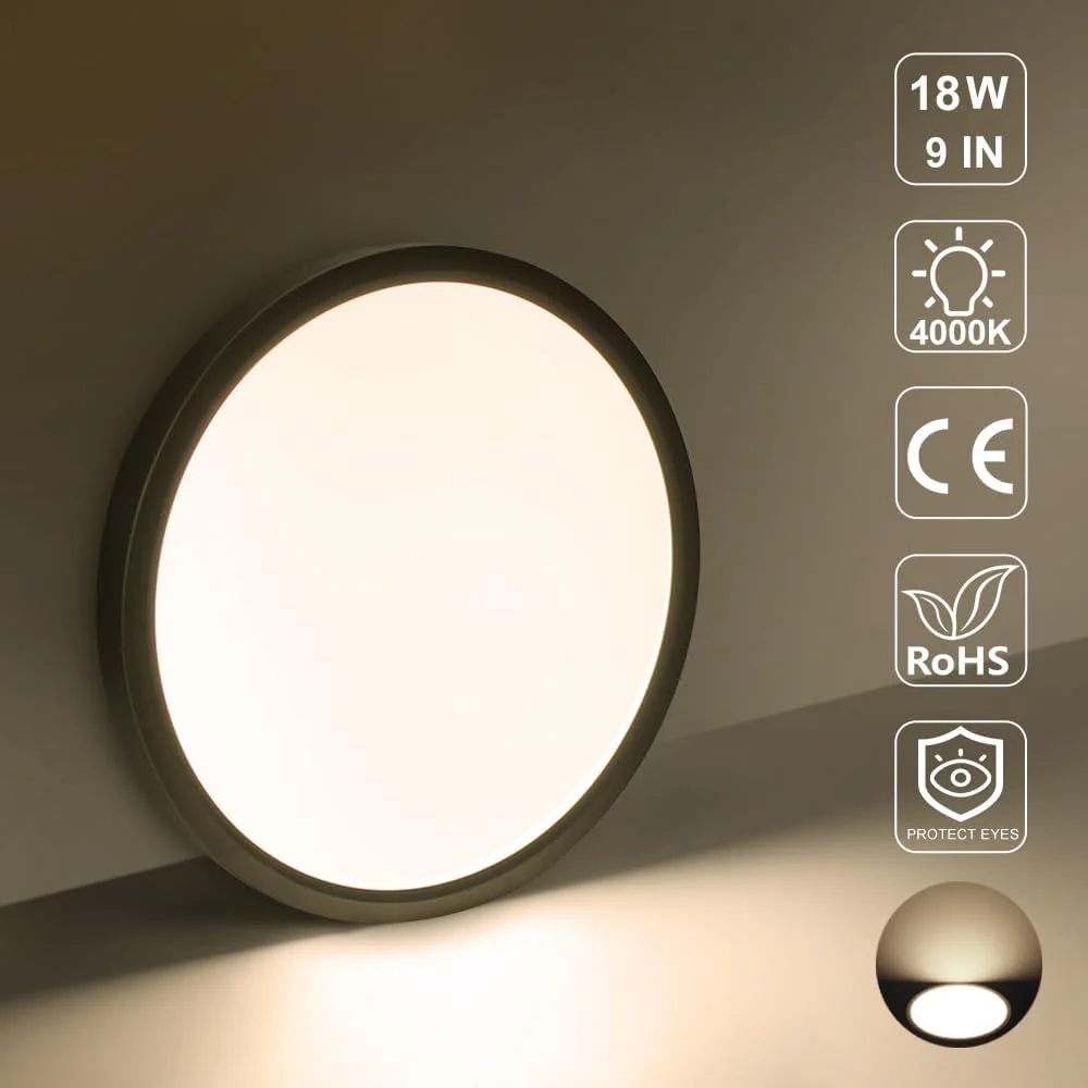 AC 220–240V Round LED Ceiling Light – Black – 12W / 18W / 24W / 32W Options – 3000K / 4500K / 5000K / 6500K – Flush Mount Ceiling Light – Local Stock (UK/DE) - Image 15