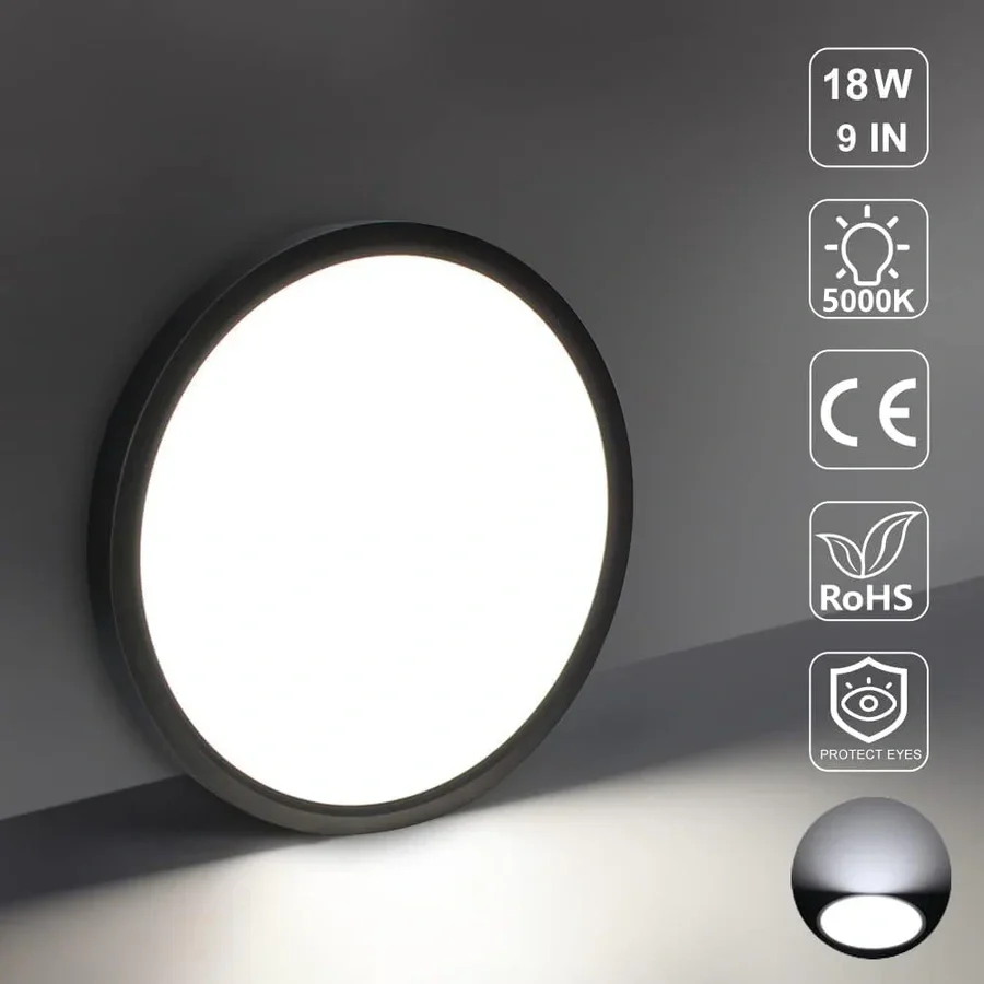 AC 220–240V Round LED Ceiling Light – Black – 12W / 18W / 24W / 32W Options – 3000K / 4500K / 5000K / 6500K – Flush Mount Ceiling Light – Local Stock (UK/DE) - Image 16