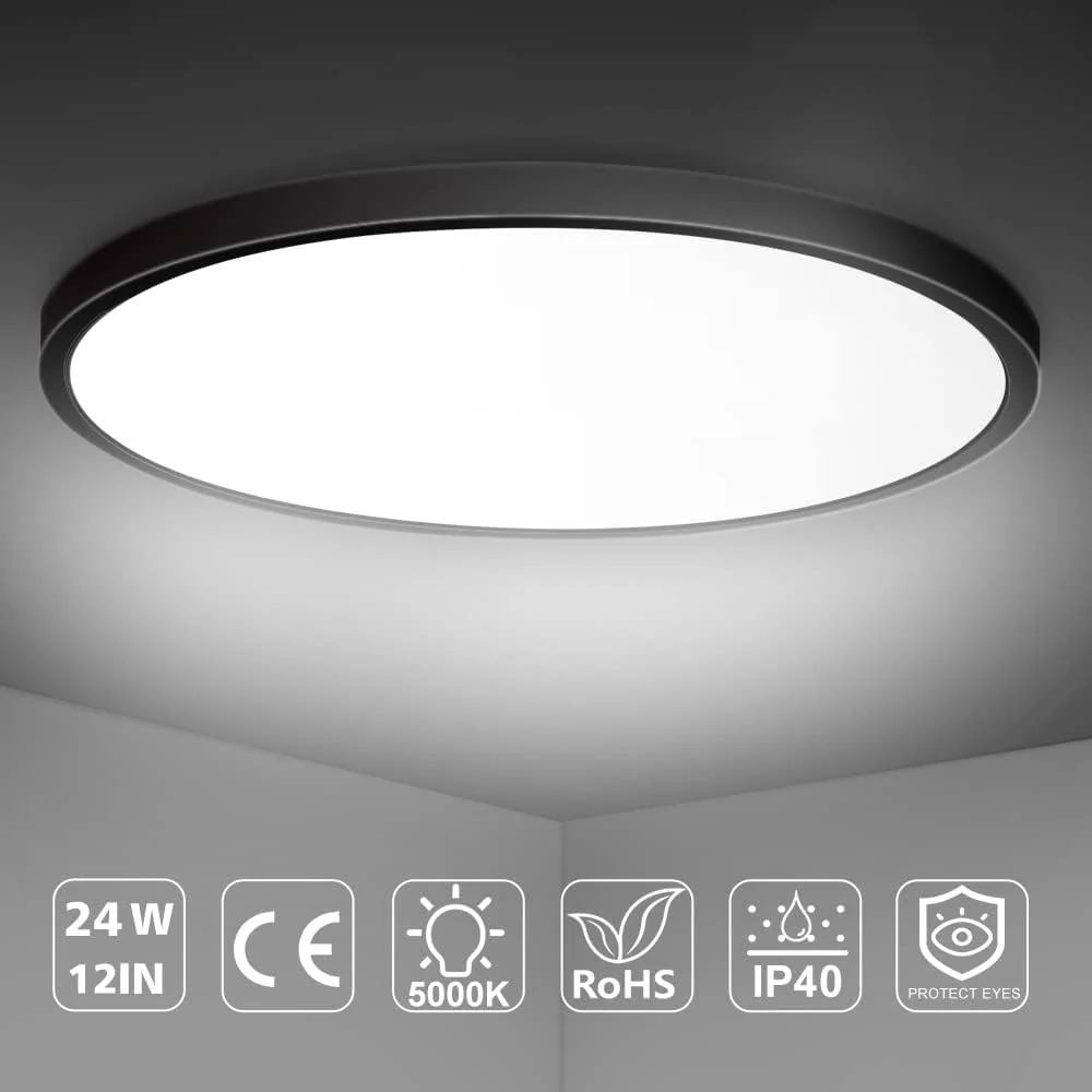 AC 220–240V Round LED Ceiling Light – Black – 12W / 18W / 24W / 32W Options – 3000K / 4500K / 5000K / 6500K – Flush Mount Ceiling Light – Local Stock (UK/DE) - Image 20