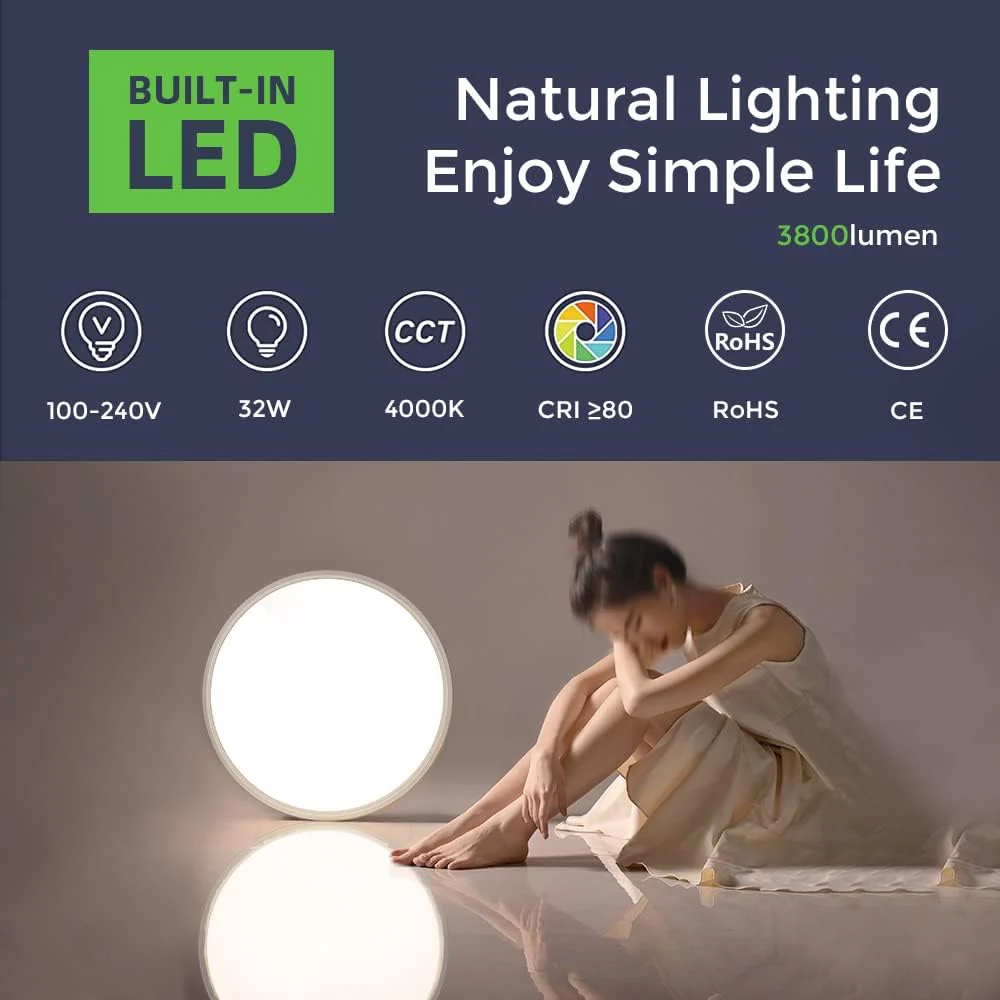 AC 220–240V Round LED Ceiling Light – Black – 12W / 18W / 24W / 32W Options – 3000K / 4500K / 5000K / 6500K – Flush Mount Ceiling Light – Local Stock (UK/DE) - Image 23