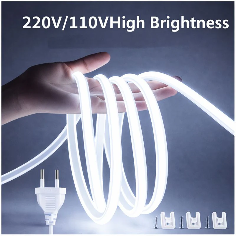 AC110V / 220V COB Flexible LED Strip Light - 3000K / 6500K | IP65 Waterproof | Spotless High Brightness | Inline Power Switch | for Cabinets, Kitchen & Office Lighting | US / EU Plug | 5/50M - Image 4