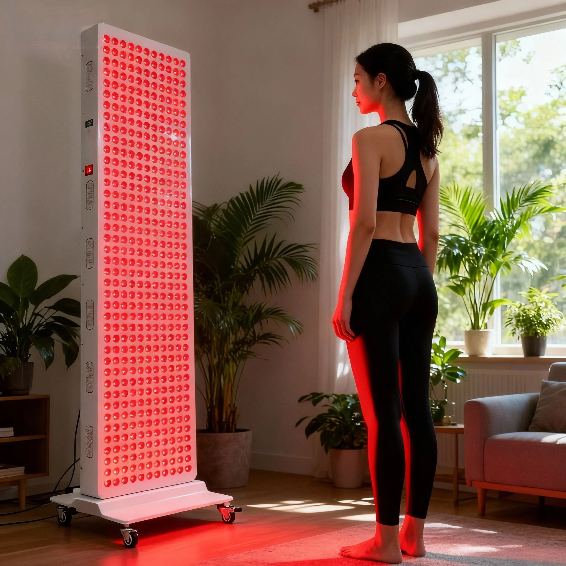 AL-PRO Series Large Panel Infrared Therapy Lamp – 600W / 800W | Dual Chip Red Light & Infrared | Touch Control with Timer & Pulse Dimming | 30° Lens | AC85–265V | Included Hanging Rope, Protective Goggles | for Skin Beauty | US / EU / UK / AU Plug - Image 5