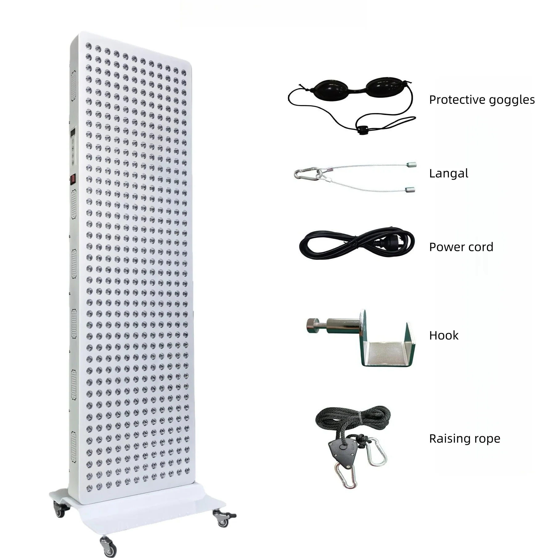 AL-PRO Series Large Panel Infrared Therapy Lamp – 600W / 800W | Dual Chip Red Light & Infrared | Touch Control with Timer & Pulse Dimming | 30° Lens | AC85–265V | Included Hanging Rope, Protective Goggles | for Skin Beauty | US / EU / UK / AU Plug - Image 11
