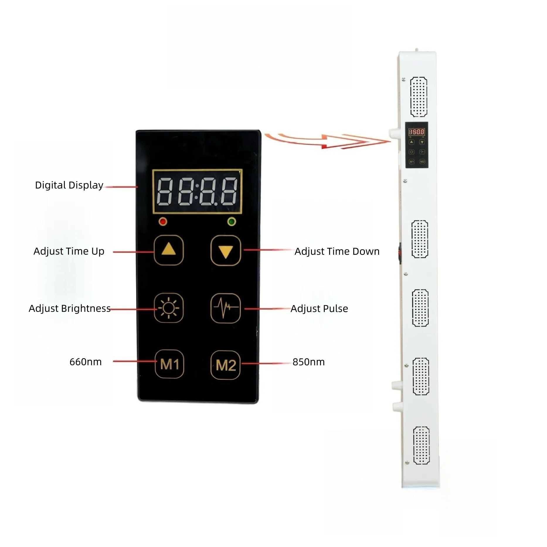 AL-PRO5000 Red LED Light Therapy Panel with Electrical Mobile Stand, 1250W Deep Red 660nm & Near Infrared 850nm LED Light Therapy - Image 8