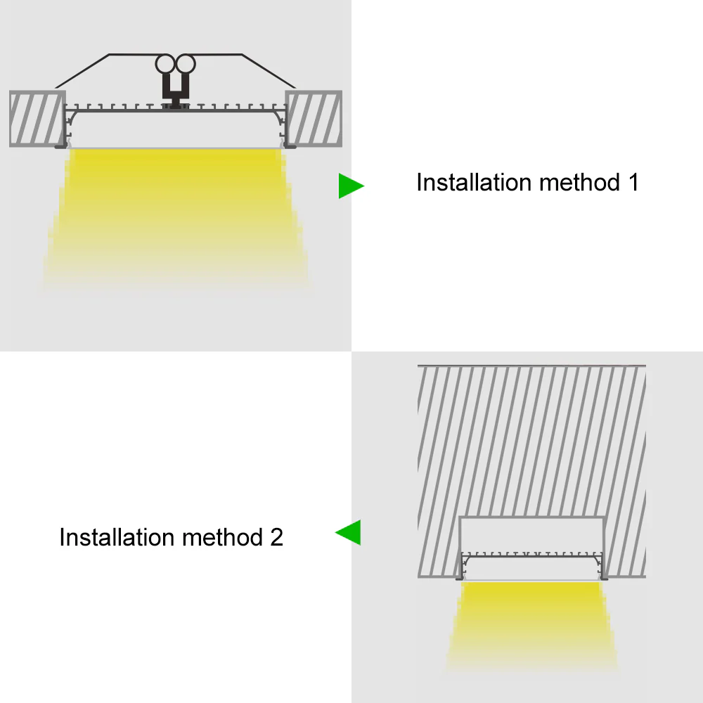 Wide Recessed LED Aluminum Channel H20050B – 173mm Inner Width | Silver | Milky White Cover | With Installation Accessories | – Flush Mounting Linear Office Lighting – 1m / 2m | 10 / 20-Pack - Image 3