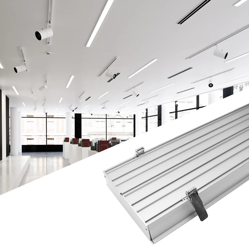 Wide Recessed LED Aluminum Channel H20050B – 173mm Inner Width | Silver | Milky White Cover | With Installation Accessories | – Flush Mounting Linear Office Lighting – 1m / 2m | 10 / 20-Pack - Image 4