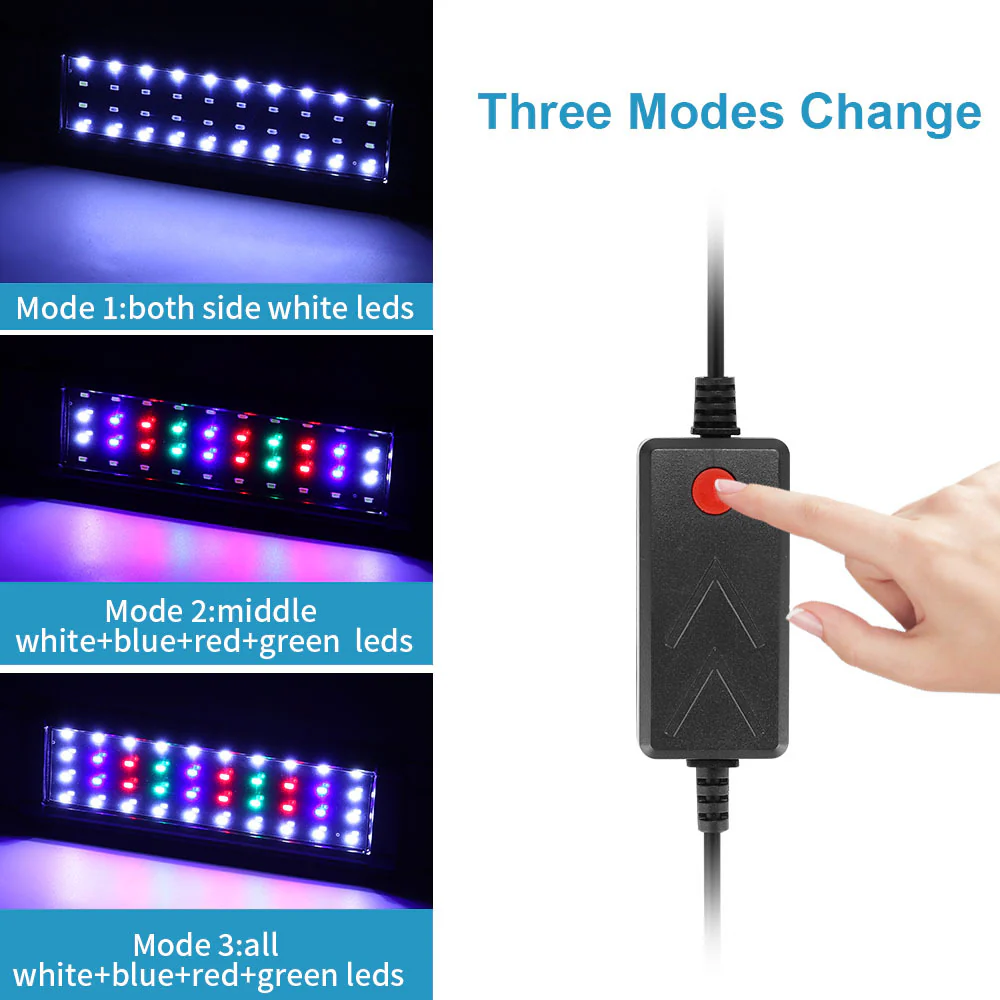 Aquarium Light,Full Spectrum LED Fish Tank Lights, Fitting Length Adjustable Multi-Color White Blue Red Green LEDs with Extendable Brackets,14W-31W for Fresh Water Plants - Image 3
