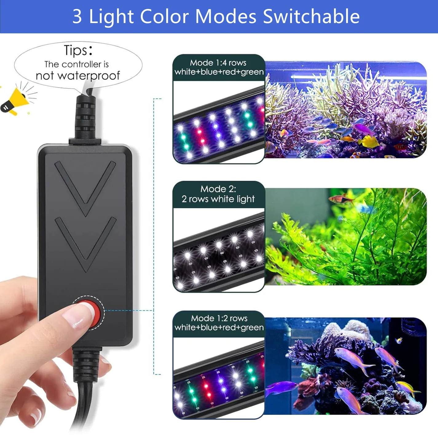 Aquarium Light,Full Spectrum LED Fish Tank Lights, Fitting Length Adjustable Multi-Color White Blue Red Green LEDs with Extendable Brackets,14W-31W for Fresh Water Plants - Image 4