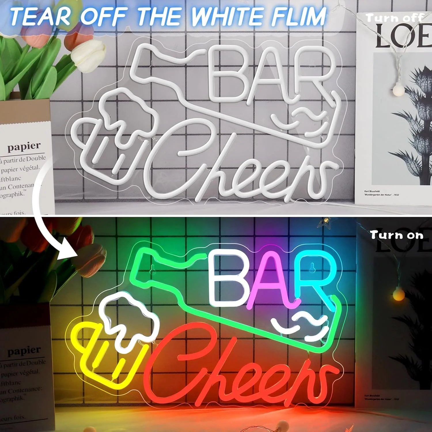 Bar Cheers LED Sign – 16.1× 9.8 inch | Multi-Color Glow | USB Powered | Hanging | Ideal for Bar, Pub, Lounge, Nightclub, Party Mood Lighting - Image 6