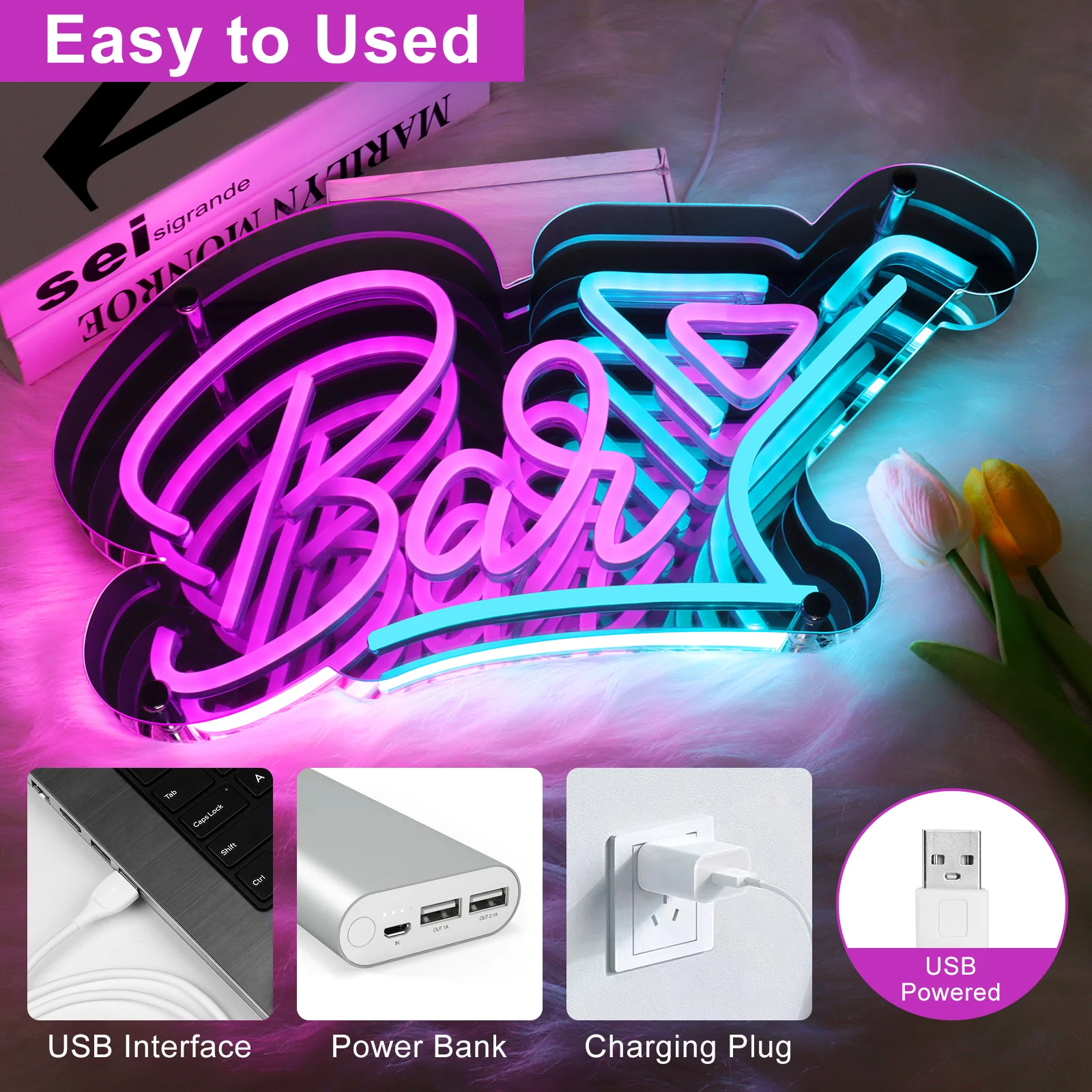 Bar LED Sign – 15 × 9.2 inch | Multi-Color Glow | USB Powered | Hanging | Ideal for Bar, Pub, Lounge, Nightclub, Party Mood Lighting - Image 3