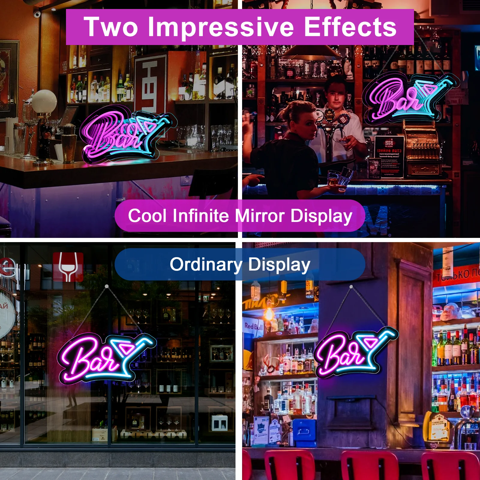 Bar LED Sign – 15 × 9.2 inch | Multi-Color Glow | USB Powered | Hanging | Ideal for Bar, Pub, Lounge, Nightclub, Party Mood Lighting - Image 4