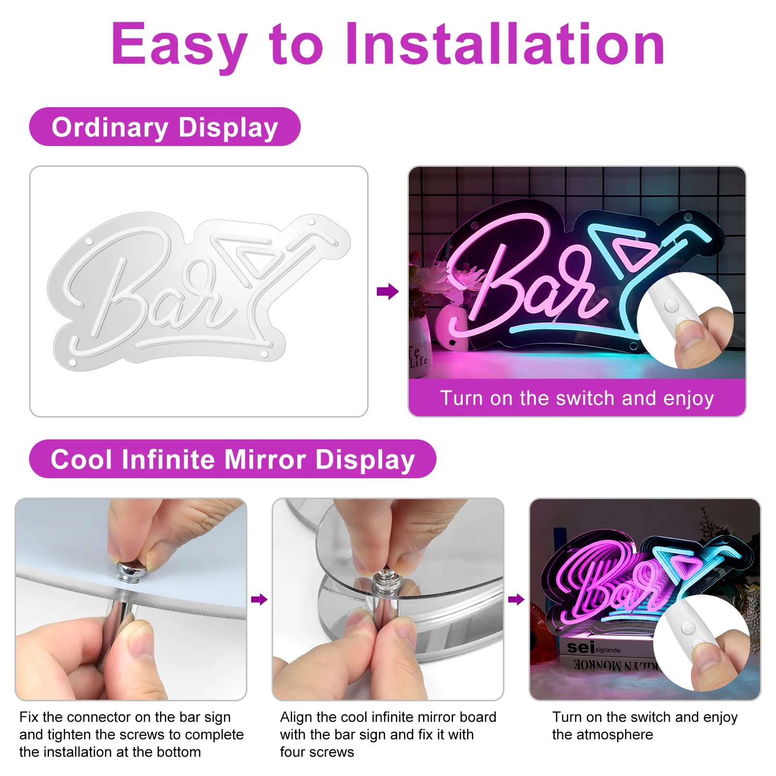 Bar LED Sign – 15 × 9.2 inch | Multi-Color Glow | USB Powered | Hanging | Ideal for Bar, Pub, Lounge, Nightclub, Party Mood Lighting - Image 5