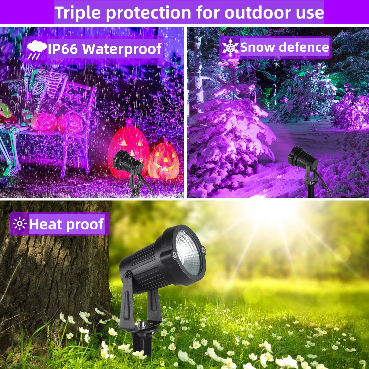 2Pack Black Light 12W AC85-265V IP66 Waterproof UV 395-400nm Purple Led Lights Lawn Light Spotlight for Stage Lighting Glow Party Room Fluorescent All Hallows' Day - Image 5