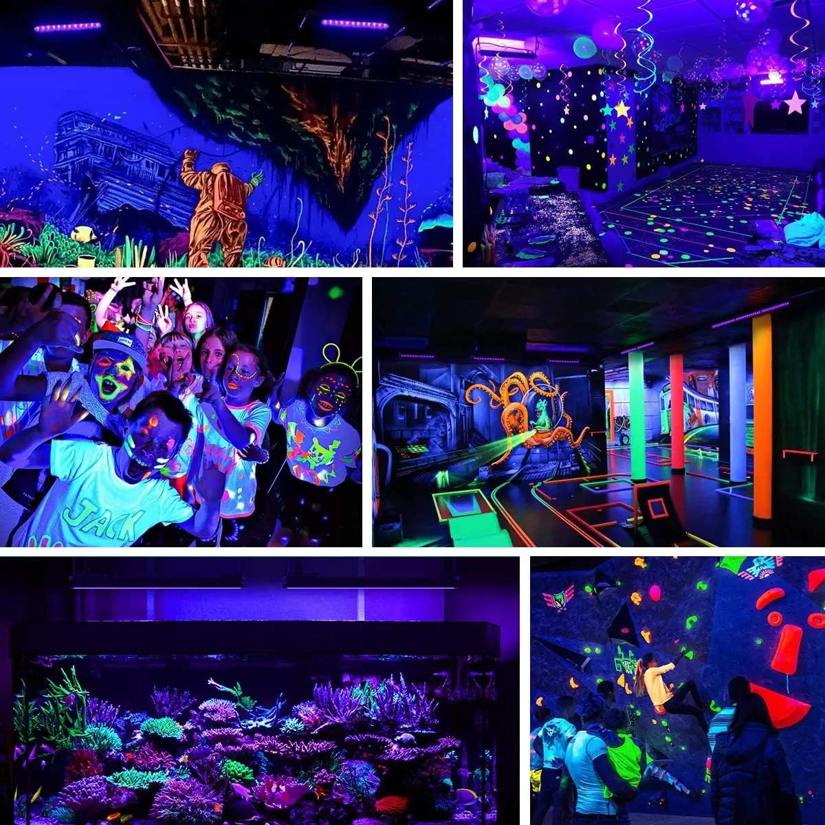 2 Pack Black Lights - 30W 395-400 nm AC85-265V Upgraded LED Flood Light with Switch, Waterproof IP66 for Glow Party, Stage Lighting, Aquarium, Glow in The Dark, Body Paint, Fluorescent Poster, Neon Glow - Image 8