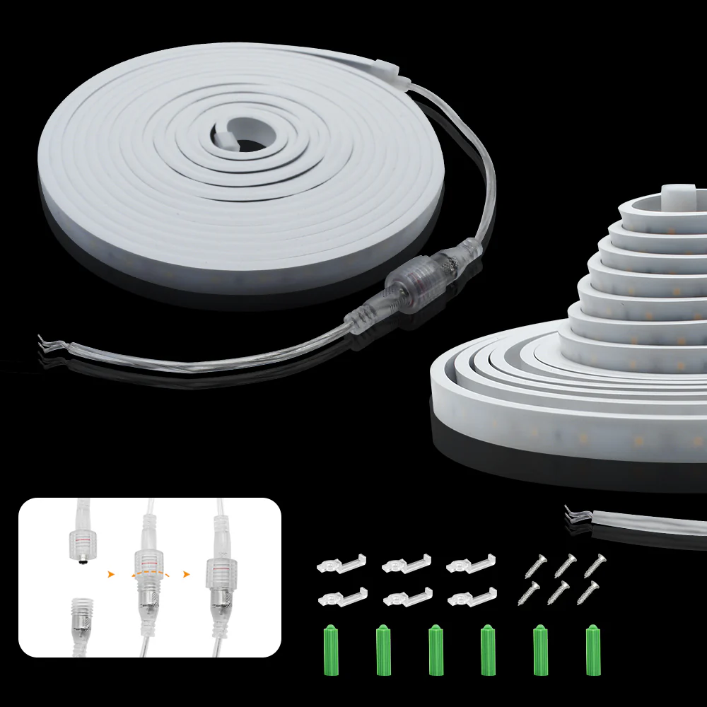 16.4ft/5M DC12V 5*13mm LED Waterproof Flexible Silicone Neon LED Strip with 300LED SMD3528 LED Light - Image 3