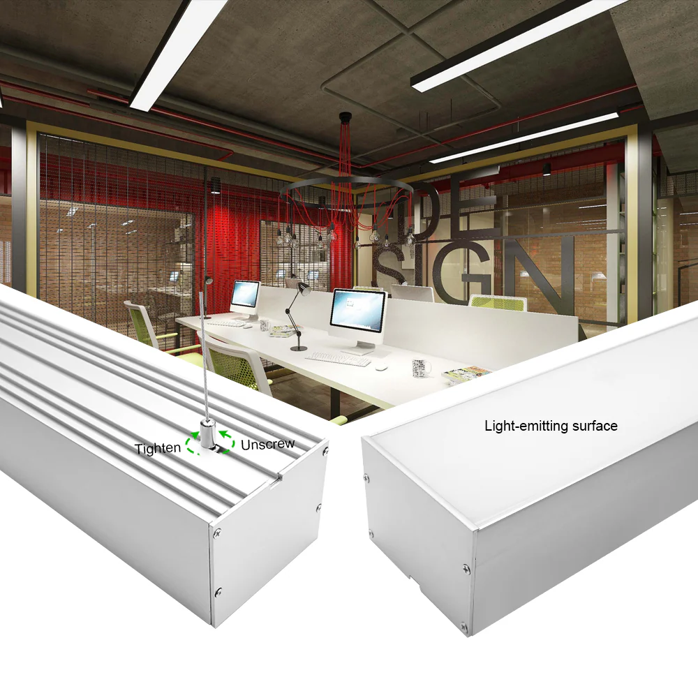 Wide Pendant LED Aluminum Channel H10075B – 75mm Inner Width | Silver | Milky White Cover | With Installation Accessories | – Suspension Mounting Linear Office Lighting – 1m / 2m | 10 / 20-Pack - Image 5