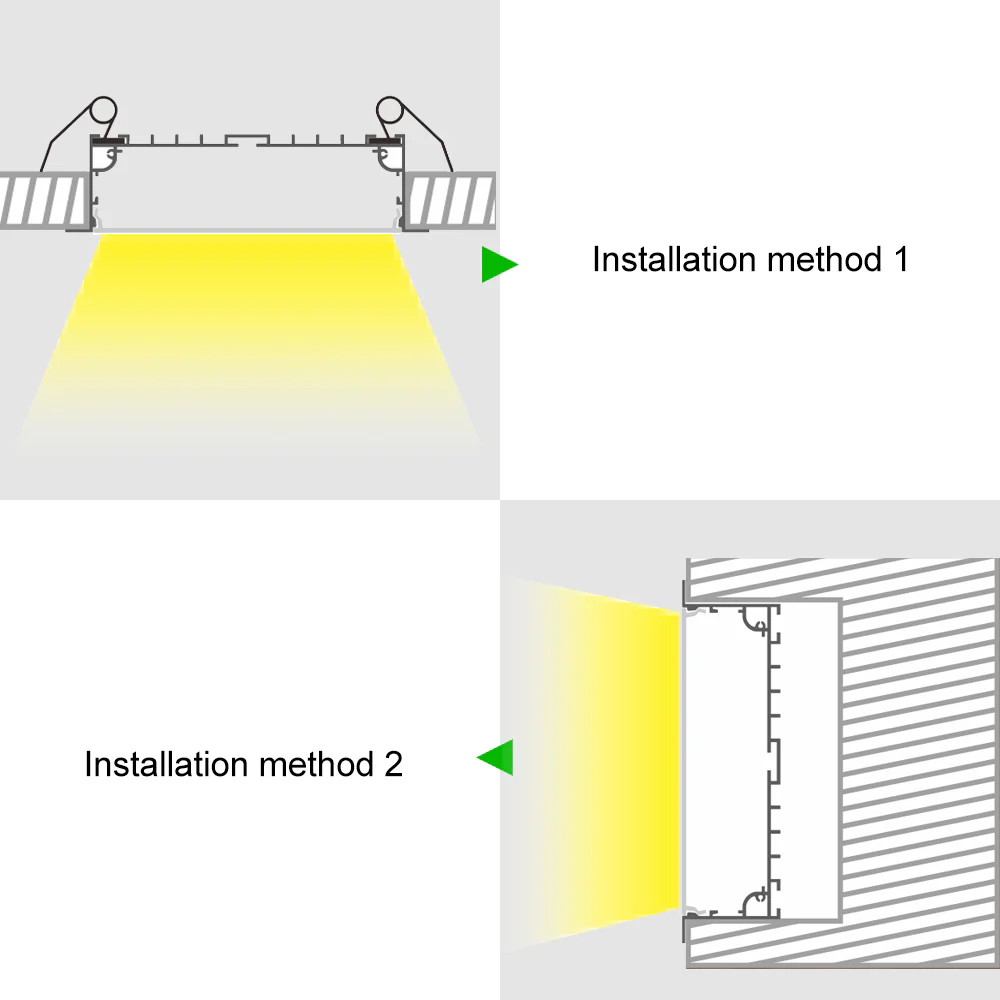 Wide Recessed LED Aluminum Channel H10235B – 80mm Inner Width | Silver | Milky White Cover | With Installation Accessories | – Flush Mounting Linear Office Lighting – 1m / 2m | 10 / 20-Pack - Image 3