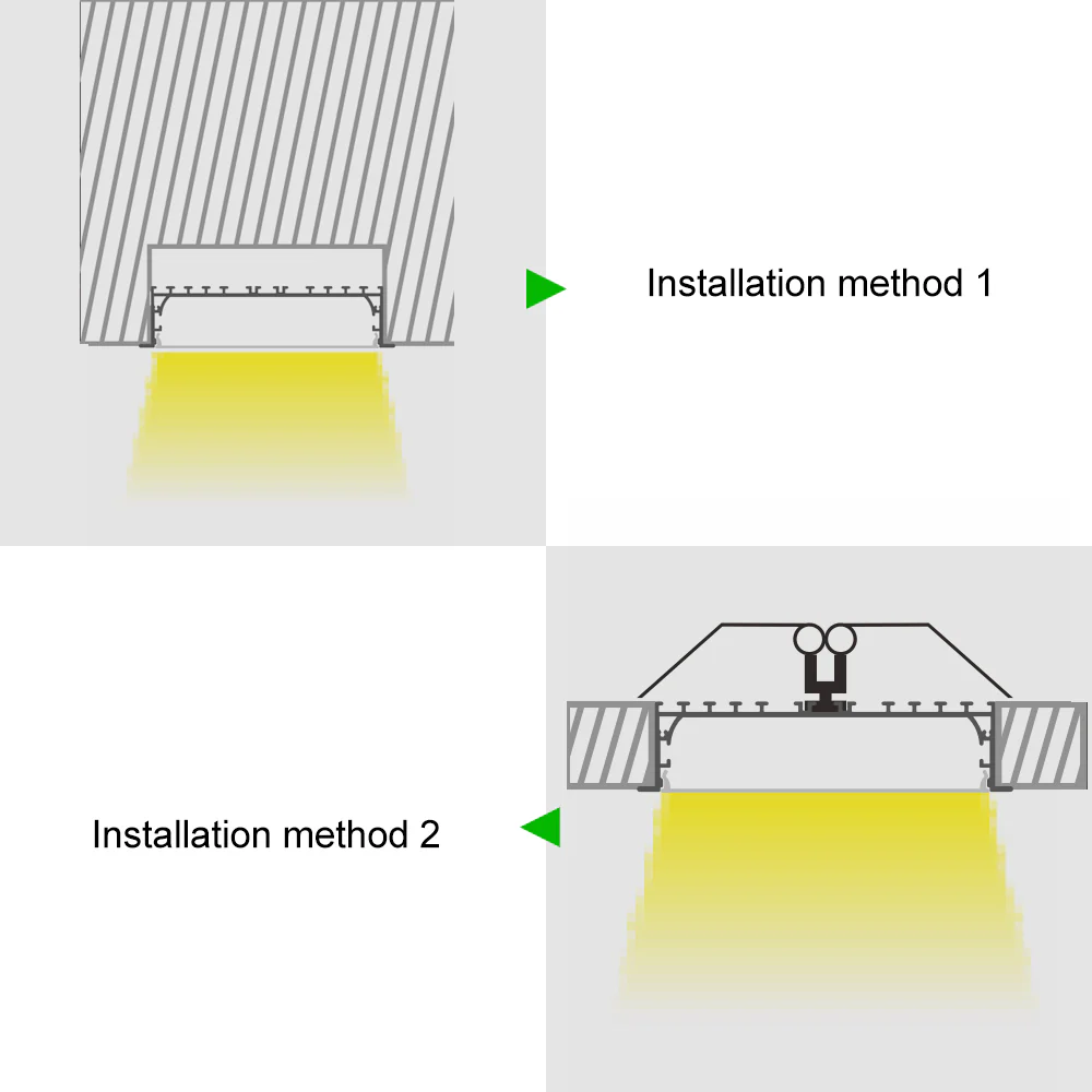 Wide Recessed LED Aluminum Channel H15050B – 125mm Inner Width | Silver | Milky White Cover | With Installation Accessories | – Flush Mounting Linear Office Lighting – 1m / 2m | 10 / 20-Pack - Image 3