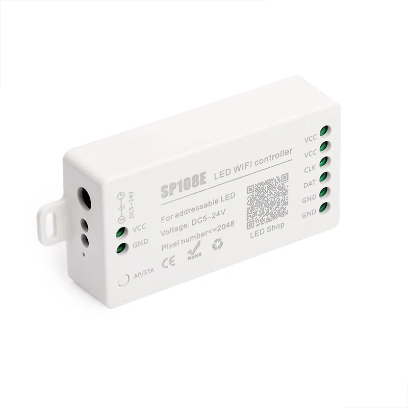 SP108E Pixel SPI LED Controller – DC5V-24V | Wireless App Control | Max 2048 Pixels | For Addressable RGB/RGBW LED Strips