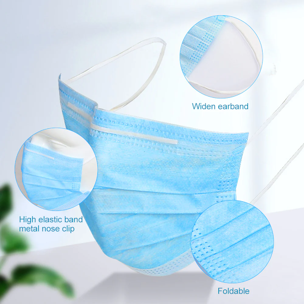 50Pack of BFE95% Face Masks, 3-Ply Cotton Filter Medical Sanitary for Dust, Germ Protection - Image 3