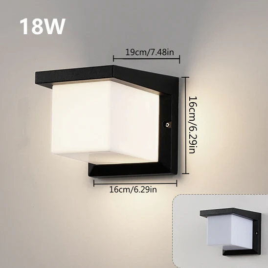 Cube Waterproof LED Wall Light – 18W | 3000K / 4000K / 6000K | Black Housing | Up & Down Outdoor Wall Sconce for Porch, Garden, Balcony & Indoor Decoration | Aluminum Housing | IP65 | 2-Pack - Image 6