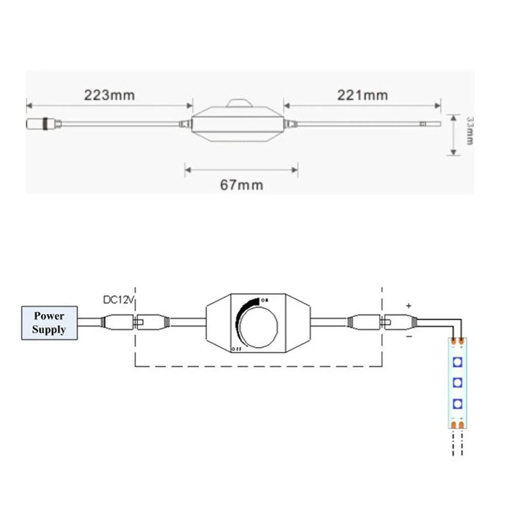 Single Color LED Strip Dimmer – DC12V-24V 6A | Rotary Switch LED Dimmer Controller | Black/Whiter | For LED Strips - Image 5
