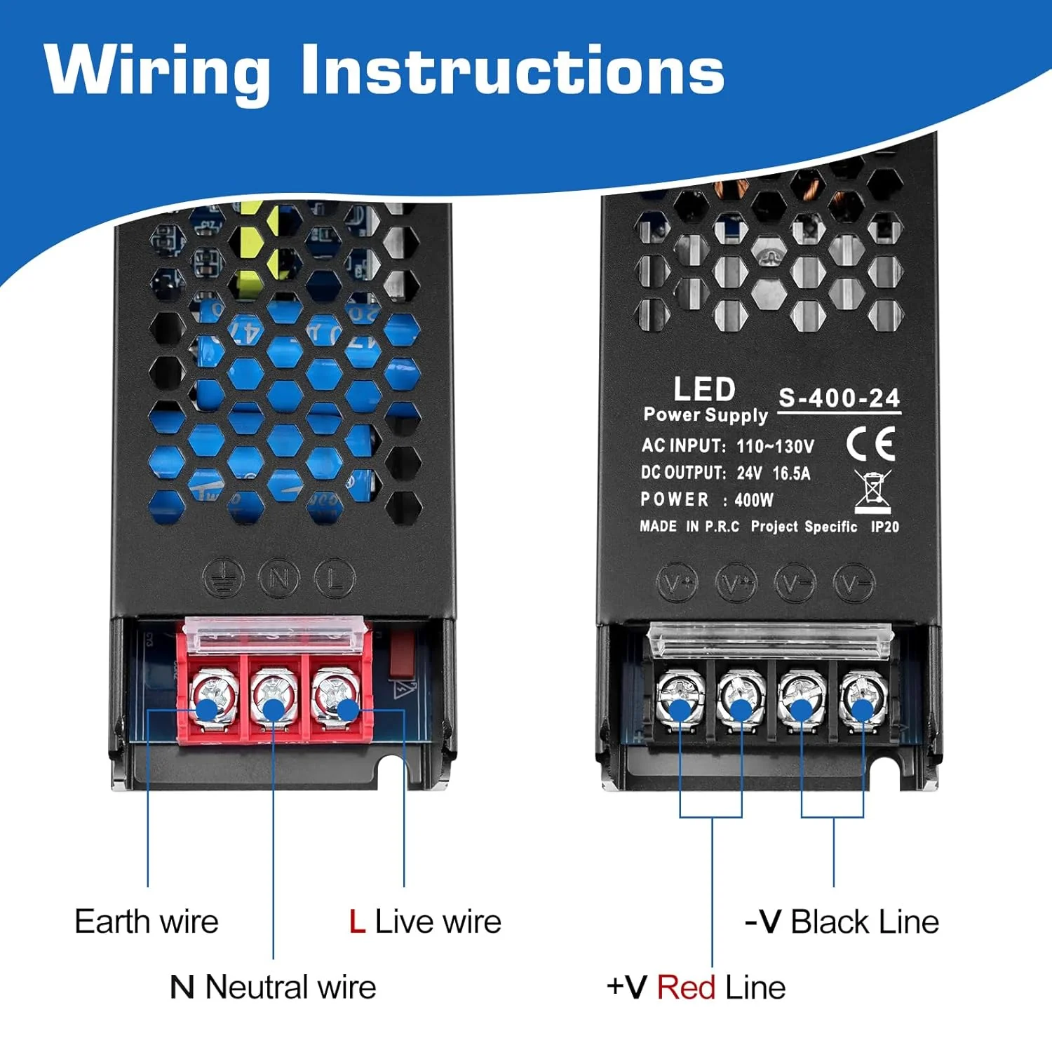 DC 12V/24V Slim Black Switching Power Supply 300W–400W, AC 110–130V/175–250V Input, LED Driver Transformer with Built-in Cooling Fan, CE/FCC/RoHS Certified - Image 2