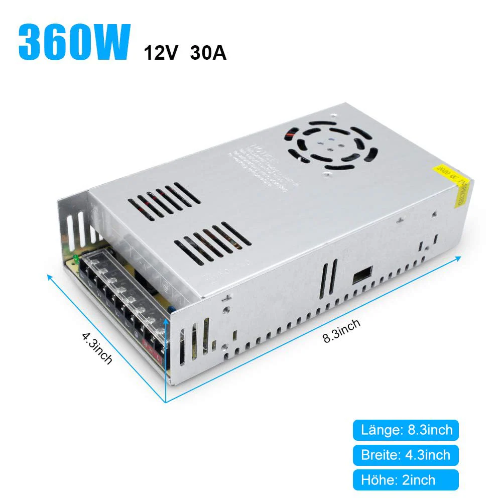 DC 12V/24V Switching Power Supply 300W–600W, AC 110/220V Input, High Power LED Driver Transformer, Cooling Fan Metal Case, CE/FCC/RoHS Certified - Image 22