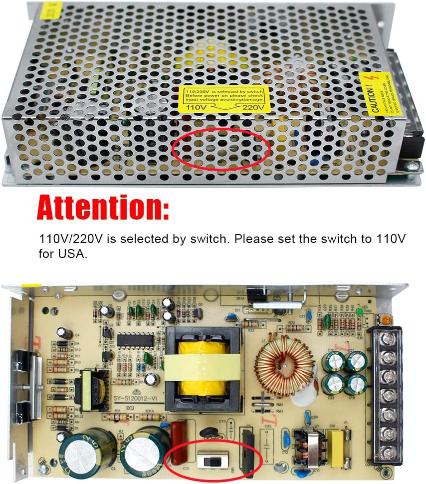 DC 12V/24V Switching Power Supply 300W–600W, AC 110/220V Input, High Power LED Driver Transformer, Cooling Fan Metal Case, CE/FCC/RoHS Certified - Image 3