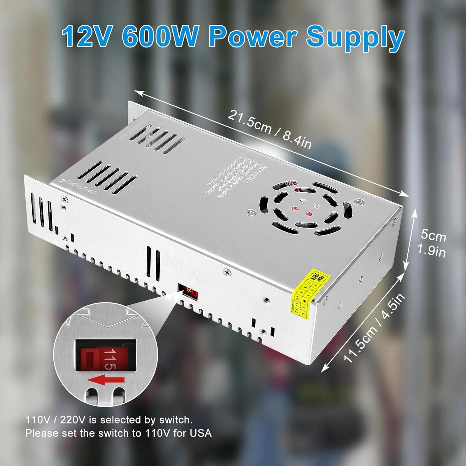 DC 12V/24V Switching Power Supply 300W–600W, AC 110/220V Input, High Power LED Driver Transformer, Cooling Fan Metal Case, CE/FCC/RoHS Certified - Image 30