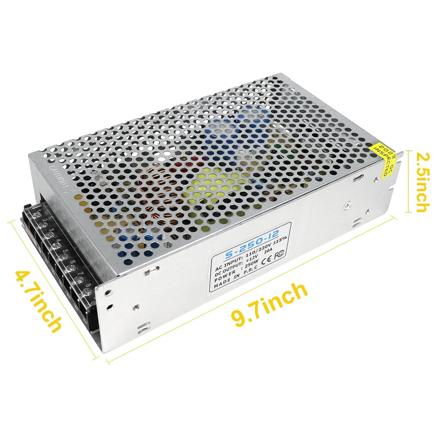 DC 12V/24V Switching Power Supply 60W–250W, AC 110/220V Input, Constant Voltage LED Driver Transformer, Metal Case with Screw Terminals, CE/FCC/RoHS Certified - Image 28