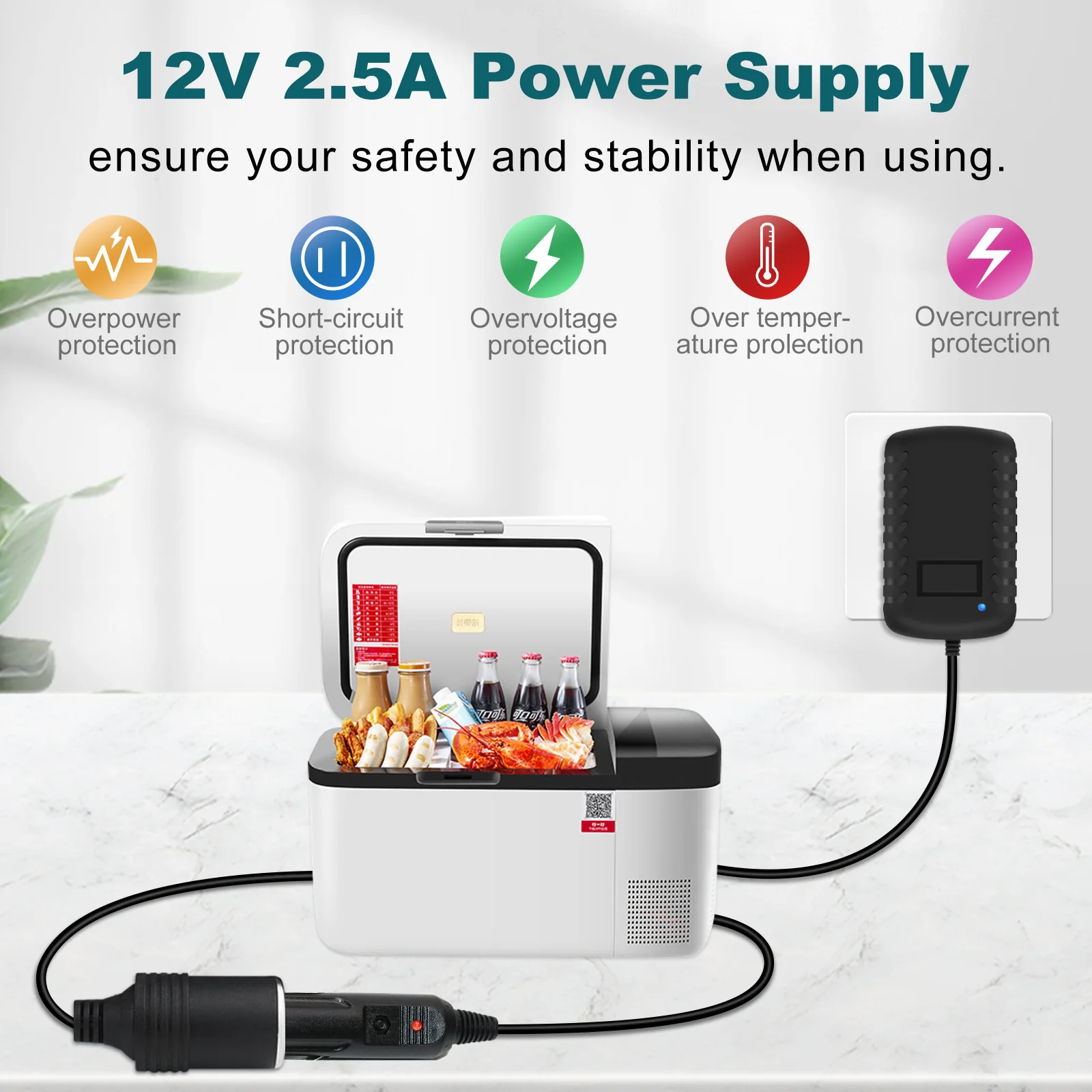 DC 12V Cigarette Lighter Power Supply Adapter 12W–36W, AC 100–240V to 12V Converter Transformer, Car Socket Charger for Pump, Cooler, LED Lights — US Plug - Image 5