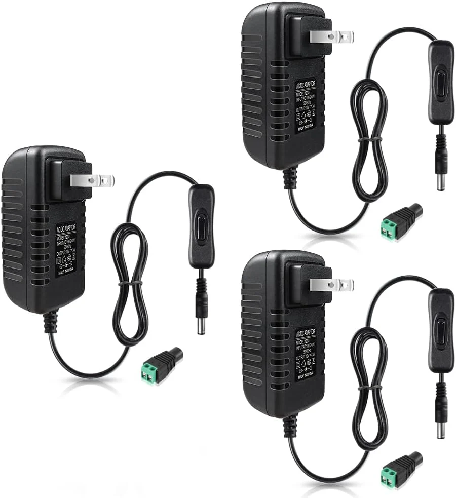 DC 12V Power Supply Adapter with On/Off Switch, 12W/24W/36W Options, US Plug, Black/White Housing, 100–240V AC Input, Wall Plug Charger for LED Strip Lights and Electronics - Image 15
