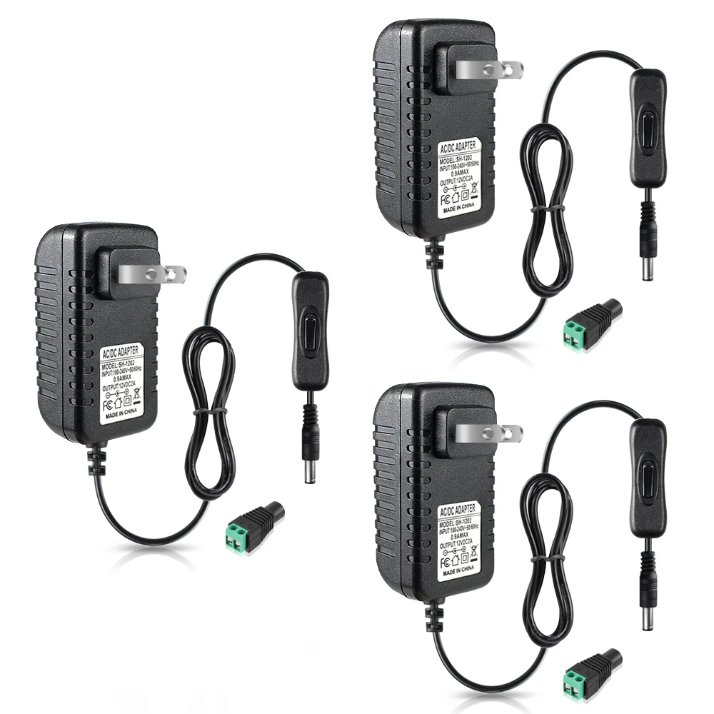 DC 12V Power Supply Adapter with On/Off Switch, 12W/24W/36W Options, US Plug, Black/White Housing, 100–240V AC Input, Wall Plug Charger for LED Strip Lights and Electronics - Image 17
