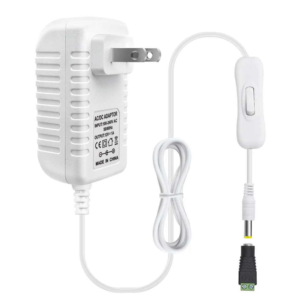 DC 12V Power Supply Adapter with On/Off Switch, 12W/24W/36W Options, US Plug, Black/White Housing, 100–240V AC Input, Wall Plug Charger for LED Strip Lights and Electronics - Image 18