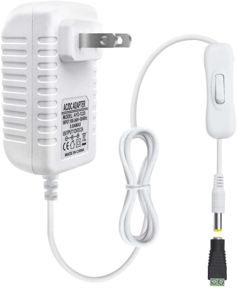 DC 12V Power Supply Adapter with On/Off Switch, 12W/24W/36W Options, US Plug, Black/White Housing, 100–240V AC Input, Wall Plug Charger for LED Strip Lights and Electronics - Image 20