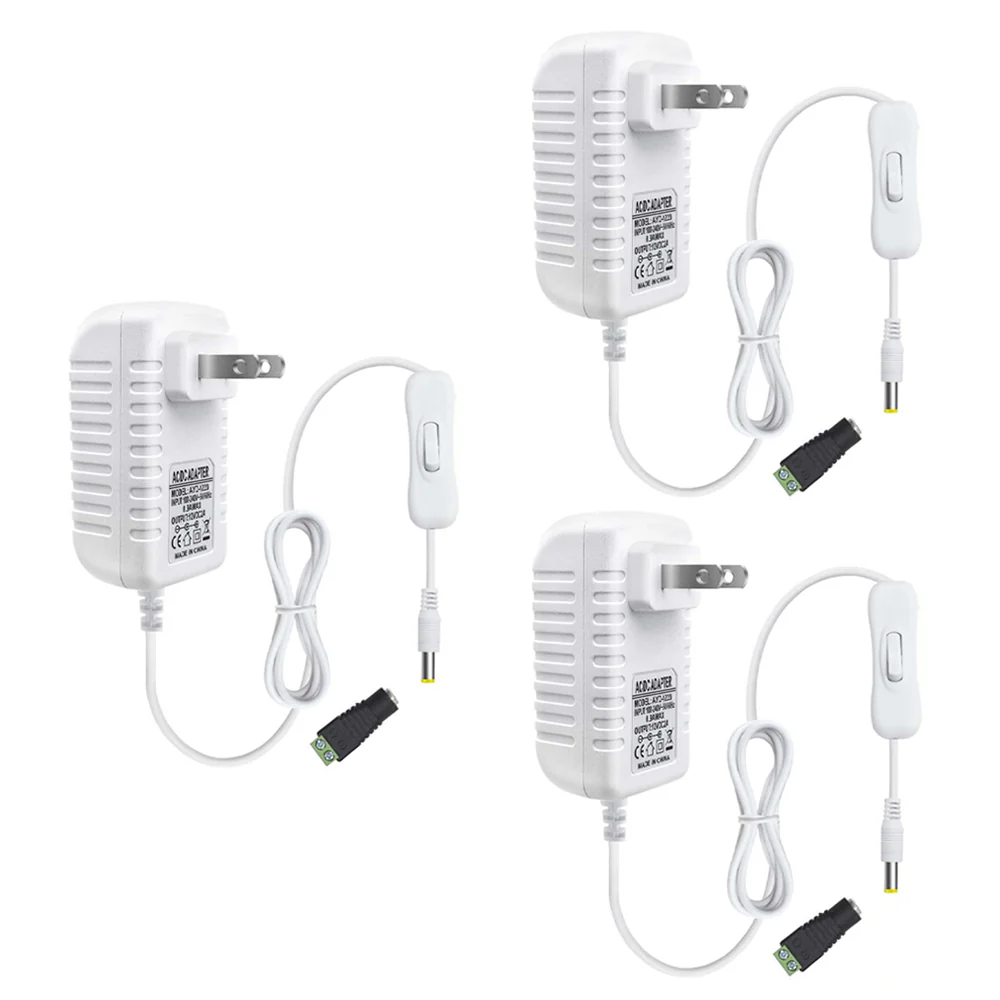 DC 12V Power Supply Adapter with On/Off Switch, 12W/24W/36W Options, US Plug, Black/White Housing, 100–240V AC Input, Wall Plug Charger for LED Strip Lights and Electronics - Image 27