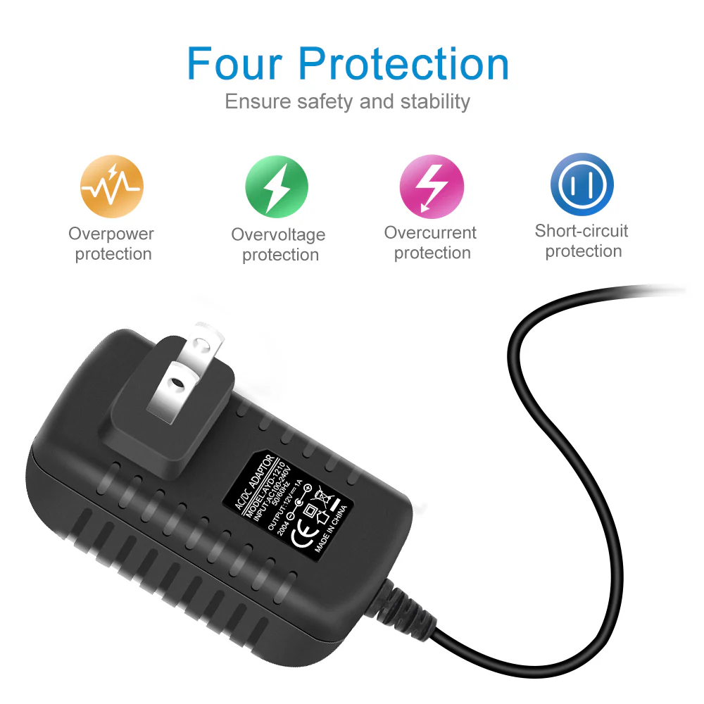 DC 12V Power Supply Adapter with On/Off Switch, 12W/24W/36W Options, US Plug, Black/White Housing, 100–240V AC Input, Wall Plug Charger for LED Strip Lights and Electronics - Image 3