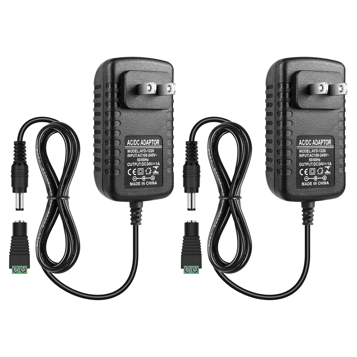 DC 24V Power Adapter 24W, AC 100–240V to 24V Wall Plug Switching Power Supply with US Plug, Black Case - Image 8