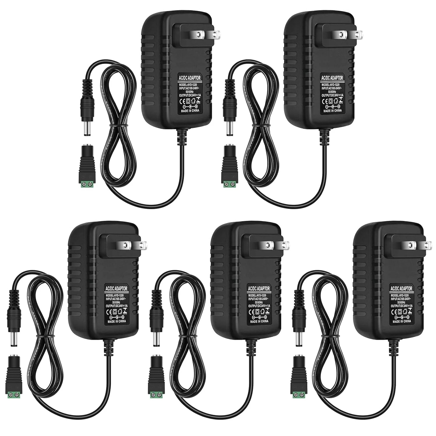 DC 24V Power Adapter 24W, AC 100–240V to 24V Wall Plug Switching Power Supply with US Plug, Black Case - Image 9