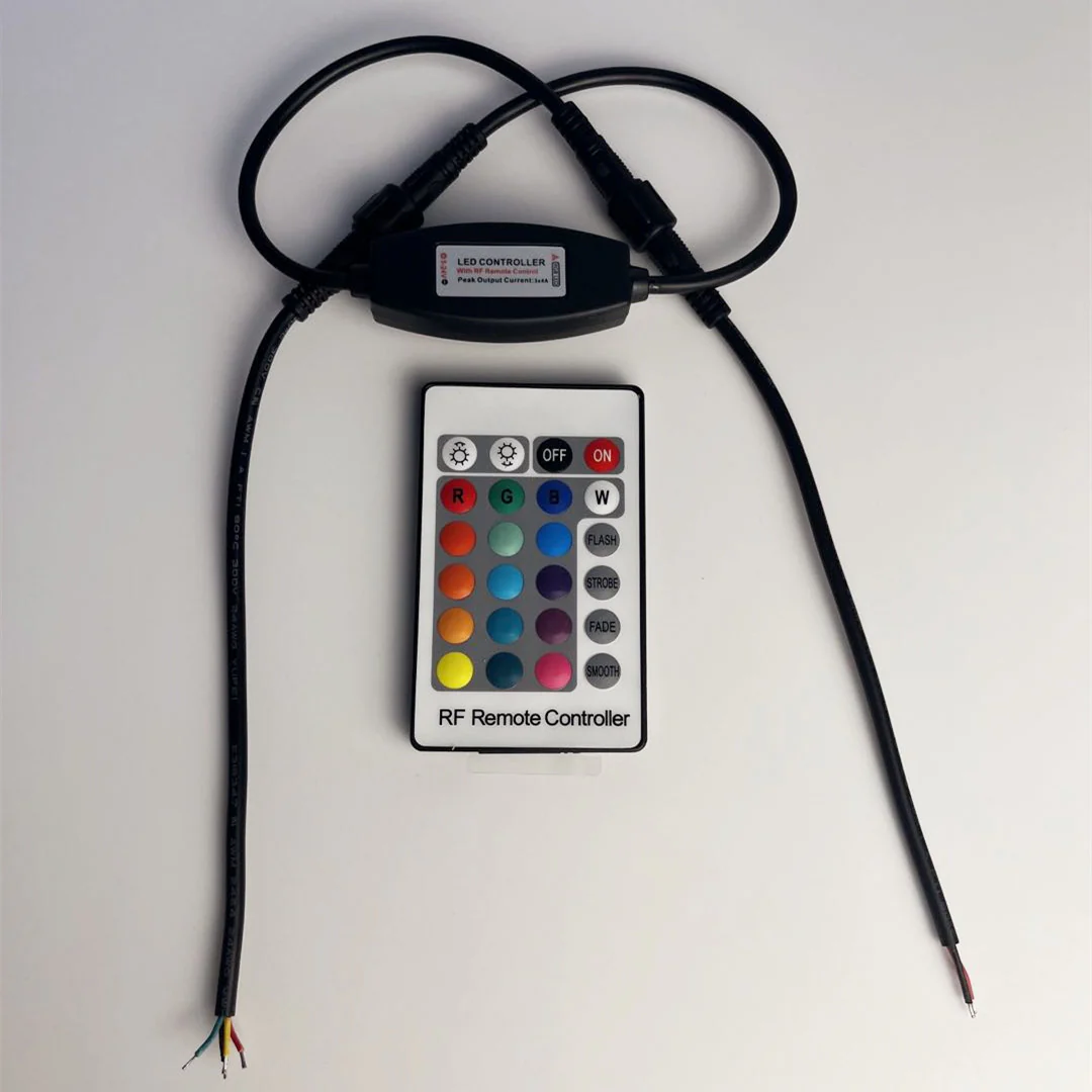 RGB LED Strip Controller – DC5V-24V 12A | IP65 Waterproof Wireless RGB Controller with 24-Key RF Remote | For LED Strips - Image 2